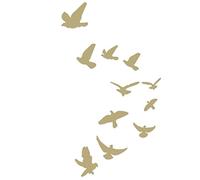 Generic Autocollant Mural Décoratif, Autocollants Miroir en Forme D'oiseau, Décoration de Maison Amovible pour Chambres et Salons, 11 Pièces en Plastique Léger (GOLD)