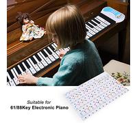 Generic Autocollant Transparent Amovible pour Clavier de Piano électronique, Facile à Utiliser et à Enlever, pour Enfants et Débutants, Noir, 11 X 7,4", Convient pour 61/88 Touches (COLOR)