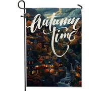 generic Automne Bright Lodge Drapeaux de jardin verticaux pour jardin, 30,5 x 45,7 cm double face pour extérieur, scène d'automne petits drapeaux de maison en lin, drapeaux de cabine, porche, pelouse