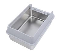 Generic Bac à Litière pour Chat en Acier Inoxydable de qualité Supérieure, Paroi Haute, Anti-éclaboussures, pour Chats à Forte Pipi, 1 unité (L)