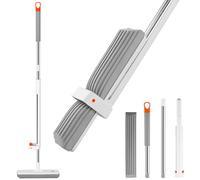 Generic Balai éponge UK avec tête éponge de rechange mains libres avec poignée ergonomique de 120 cm en mousse absorbante réutilisable pour le nettoyage du sol de la maison