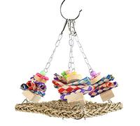 Generic Balançoire en Jonc de Mer pour Oiseaux, Tapis de Jeu Naturel Sûr pour Perroquets, 19x19x22cm, Multicolore