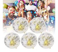 Generic Ballon en Latex à Confettis Transparents avec des Mots de Joyeux Anniversaire pour la Décoration de Fête D'anniversaire de Mariage, 10 Ballons à Paillettes de 12 Pouces pour les Centres