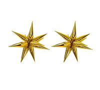 Generic Ballons Réutilisables en Aluminium, 24 Pièces, avec Fermeture Automatique, Ballon doré pour Décoration de Fête, Ballon étoile à Explosion