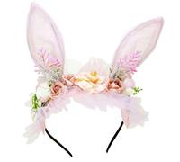Generic Bandeau oreilles de lapin avec dentelle florale pour les célébrations de Pâques et les séances photo
