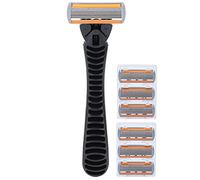 Generic Barber Straight Blade Barber Straight Blade des Hommes, Rasage Fermement installé en Acier Inoxydable Blanc argenté avec Boîte en Plastique 6 Lames pour Voyager pour Hommes pour la