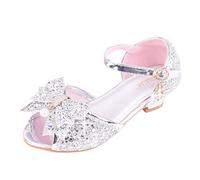 Generic Baskets à paillettes pour fille - Chaussures de princesse - Chaussures à talons hauts - Chaussures de princesse - Chaussures de gymnastique en salle - 26, argenté, 33 EU