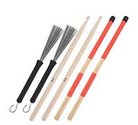Generic Bâtons de Brosse pour Tambours Rétractables, pour Batterie de Jazz, Performances Sonores Douces, Adaptés aux Jeunes Groupes de Rock, Acier Inoxydable + érable