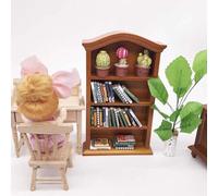Generic Bibliothèque Miniature en Bois pour Maison de Poupée, Meuble 1:12 Magnifiquement Conçu pour Décorer Une Salle D'étude ou Une Librairie, Mesure 15,5 X 9,4 X 2,8 Cm