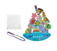 Generic Bloc d'équilibre en bois, jouets à empiler, jouets à enfiler, jouets Montessori éducatifs pour Festival, Mer