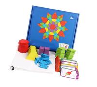 Generic Blocs à Motifs en Bois 155 Pièces, Ensemble de Puzzle de Forme Géométrique pour Enfants, Jouets éducatifs pour l'apprentissage Précoce, la créativité et Les Compétences Spatiales, Blocs en