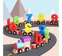 Generic Blocs de Construction de à Chiffres en Bois, Jouet éducatif de Reconnaissance des Couleurs pour Enfants de 0 à 9 Ans, Ensemble de Blocs de en Bois pour Les Tout-Petits, Piste de Jouet de