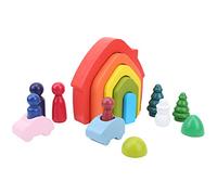 Generic Blocs de Construction en Bois, Ensemble de Jouets éducatifs pour Développer L'imagination Créatrice et les Compétences Cérébrales pour les Jeux Interactifs Parent-enfant (Ensemble de maison