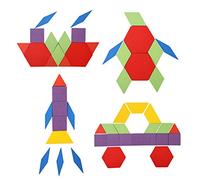 Generic Blocs de Géométrie en Bois, Jeu éducatif pour Enfants, 155 Pièces, Puzzle Tangram, Blocs de Construction pour Enfants, Fabriqués en Bois de Haute qualité, Excellent Cadeau pour Les et Les