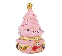 Generic Boîte à Bijoux Arbre de Noël Céramique avec Ours Design Élégant pour Rangement et Décoration Maison Rose Taille 6.5 x 11.5cm