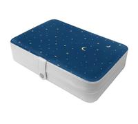 Generic Boîte à bijoux portable avec étoiles et lune - 1388 - Grand étui de rangement pour bagues, boucles d'oreilles, colliers - Parfait pour les filles et les femmes - 14 x 21 x 4,5 cm