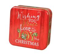 Generic Boîte à Bonbons En Fer avec Couvercle, Idéale pour Les Biscuits de Noël et Autres Parfaite pour Offrir Ou Décorer Votre Intérieur, Joie Rouge