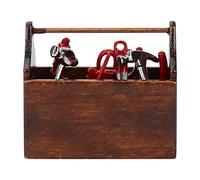 Generic Boîte à Outils Miniature, Mini Boîte à Outils à Poupées pour Enfants Toys Wooden Toolbox Modèle pour 1/12 Doll House