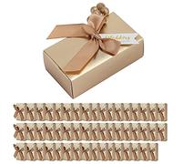 Generic Boîte Cadeau de Souvenirs de Bonbons de Faveurs de Mariage en or, Boîte-cadeau élégante en Papier de 50 Pièces avec Nœud Papillon, Parfaite pour les Fêtes D'anniversaire et les Fêtes de