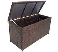 Generic Boîte de Rangement de Jardin Marron, Boîte Extérieure Imperméable en PE Rotin, Cadre en Acier, Doublure en Polyester, Boîte de Rangement Jardin Rotin pour Meubles de Jardin Coussin Rangement