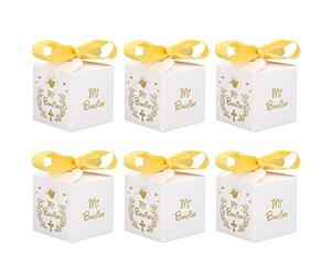 Generic Boîtes à Dragées de Fête Motif Mi Bautizo Coffrets Cadeaux de Mariage Blancs pour Fête, Peut Contenir 6 à 8 Petits Bonbons, 50 Pièces pour les Fêtes à Thème de Voyage, les Fêtes