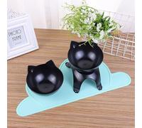 Generic Bol pour Animaux de Compagnie en Matériau Sûr de Forme Mignonne pour Chien Chat, Bol d'alimentation en Eau Alimentaire à Fond Stable étanche pour Le Confort des Animaux de Compagnie (Black)