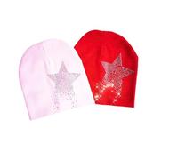 Generic Bonnet chimio pour enfants en jersey doux - Turban - Écharpe doublée - Motif étoile, rose, 3-8 Years