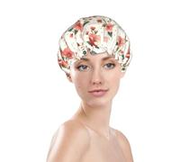 Generic Bonnet de douche à imprimé floral, imperméable et réutilisable pour les cheveux des femmes, double couche élastique, protection des cheveux