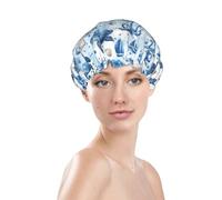 Generic Bonnet de douche imprimé tortue de mer, bonnet de bain imperméable réutilisable pour cheveux de femme, double couche, bonnet de douche élastique protection des cheveux