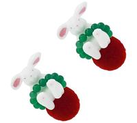 Generic Boucles d'oreilles à clip amusantes en forme de lapin pour femme, 4,3 cm, rouge et vert, sans perçage pour filles