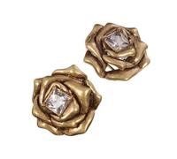 Generic Boucles d'oreilles élégantes en forme de camélias 3D - Accessoire portable pour femme - Ton doré élégant avec alliage de zinc robuste - Taille : 3 x 3 cm - Zinc