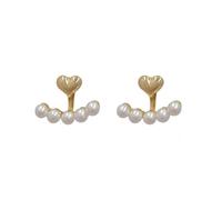 Generic Boucles d'oreilles élégantes en forme de cœur avec perles d'imitation, décoration pour femme, bijoux de mariage, taille 2 x 1,3 cm, métal