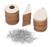 Generic Boucles D'oreilles en Forme de Larme en Bois, Pendentifs élégants Faits à la Main pour un Usage Quotidien, 60 Pièces de Copeaux de Bois Vierges Inachevés pour les Amis et la Famille