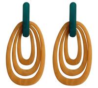 Generic Boucles d'oreilles pendantes géométriques multicouches, légères orange brûlé et bleu-vert pour femme