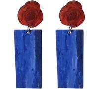 Generic Boucles d'oreilles rétro Hong Rose, pendentif unique rouge et bleu, bijoux en acrylique givré, déclaration légère pour femme