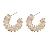 Generic Boucles d'oreilles rondes chics pour femme, forme demi-ronde avec zircon étincelant, fermoir sécurisé, idée