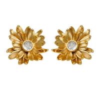 Generic Boucles d'oreilles vintage en forme de tournesol doré 3D, clous en forme de fleur jaune, bijoux artistiques cadeau pour femme