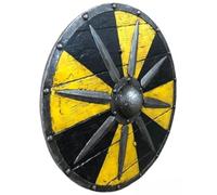 Generic Bouclier médiéval en bois viking noir et jaune de 61 cm pour adultes et enfants, standard, noir/jaune, défaut