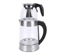 Generic Bouilloire électrique Double, Verre en Acier Inoxydable, Grande capacité de 2,2 L avec Théière de 0,8 L, Affichage Lumineux LED, Mise Hors Tension Automatique, pour la (Prise UE)