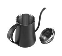 Generic Bouilloire en Acier Inoxydable de 650ML, élégante Cafetière à Col de Cygne pour Préparer le café à la Maison, Poignée Ergonomique, Noire (BLACK)