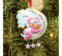 Generic Boule de Noël Personnalisable - Mon 1er Noel, Boule de Noël Personnalisée avec Prénom et Date, Premier Cadeau de Noël de bébé, Bouled' Ornement de Sapin de Noël, Rose