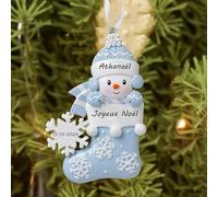 Generic Boules de Noël Personnalisées 2024-Mon 1er Noel ，Boule de Noël Personnalisée avec Prénom et Date，Mon Premier Noel，Cadeau de Noël pour Filles et Garçons，Bleu