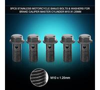 Generic Boulons et Rondelles Banjo de Moto, étrier de Frein Durable adapté au Maître-cylindre, Ensemble de 5 Pièces M10 X 1,25/M10 X 1,0 Mm pour les Amateurs de Moto (M10 × 1,25 mm)