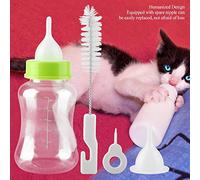 Generic Bouteille de Lait pour Animaux de Compagnie 150 ML pour Chiens et Chats, Ensemble d'alimentation Durable en Silicone avec Tétine et Brosse Vert