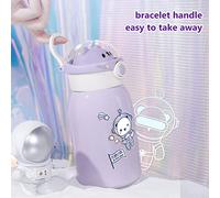 Generic Bouteille D'eau Isotherme Portable Kawaii en Acier Inoxydable pour Enfants, école, Salle de Sport, Bouteille D'eau Anti-fuite en Forme D'ours Mignon avec Paille pour Pique-nique de Voyage,