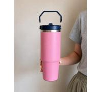 Generic - Bouteille isotherme à couvercle avec paille de 887 ml en acier inoxydable avec gobelet de voyage pour café à main - Tasse de voyage pour boissons chaudes et froides - Rose - Cadeau pour la
