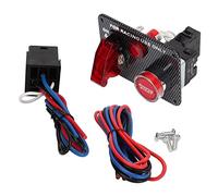 Generic Bouton Poussoir de Démarrage du Moteur en Alliage D'aluminium, Kit de Panneau de Commutateur D'allumage en Fiber de Carbone de Haute qualité 12V 40A, adapté pour Voiture de Course, Camion
