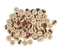 Generic Boutons Décoratifs Ronds en Bois, Jolis Boutons Imprimés pour L'artisanat de Couture, Accessoires Vestimentaires pour Divers Tissus, 100 Pièces (#7)