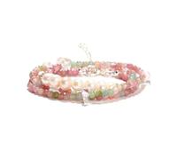 Generic Bracelet Porte-Bonheur En Cristal Blanc Naturel Plusieurs Couches De Bijoux Bracelet De Guérison,Rose,16cm