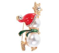 Generic Broche de Noël Bonhomme de Neige en Émail avec Perles, Épingle Vintage pour Femmes, Accessoire Festif pour Pulls, Manteaux et Tenues de Fêtes Hivernales